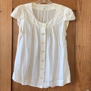 Silk/cotton blend cap-sleeve top